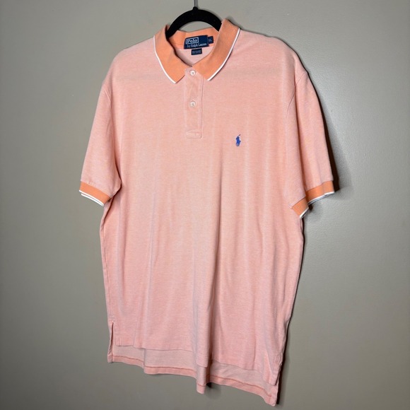 Polo Ralph Lauren Other - Polo Ralph Lauren Mens XL Peach Orange Tipped Short Sleeve Cotton Polo Shirt